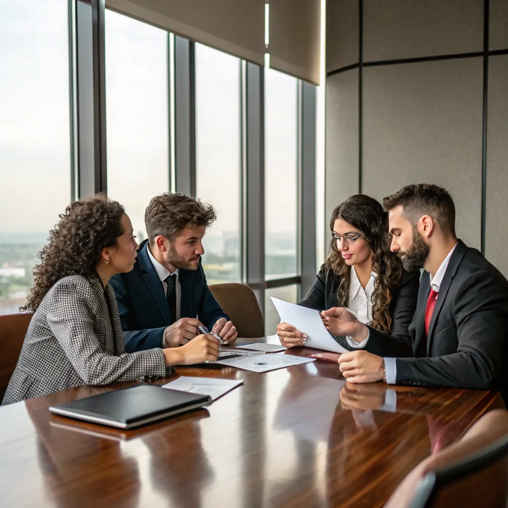 Professional team discussing business strategy