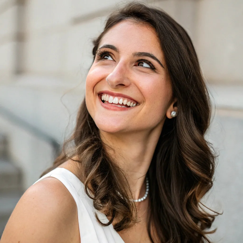 Portrait of Sophia, a happy client